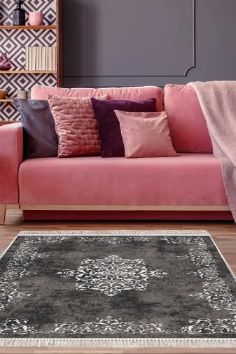 Dekoreko 616-Trend-1 Eko Trend Djt Halı Yıkanabilir Kaymaz Taban 616 Klasik Gri