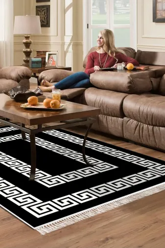 Dekoreko 650M-Trend-1 Eko Trend Djt Halı Yıkanabilir Kaymaz Taban 650M Modern Siyah