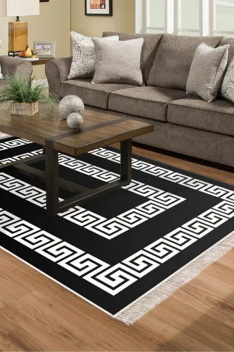 Dekoreko 650M-Trend-3 Eko Trend Djt Halı Yıkanabilir Kaymaz Taban 650M Modern Siyah