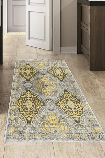Dekoreko 659MP2-8 Kaymaz Taban Djt Mutfak Halısı Star Pamuk Modern 659M Sarı