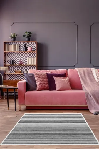 Dekoreko AKC-Eug-V2-344 Gri Inci Saçaksız Yolluk  2121 Gri 80X300