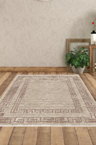 Dekoreko F5036K2-7 Kaymaz Taban Djt Salon Halısı Trend Modern F5036 Kahve