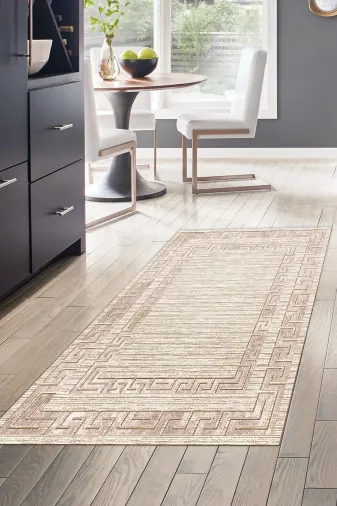 Dekoreko F5036P2-8 Kaymaz Taban Djt Mutfak Halısı Star Pamuk Modern F5036 Kahve