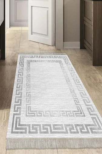 Dekoreko Kt418K1-8 Kaymaz Taban Djt Mutfak Halısı Trend Saçaklı Modern Kt418 Gri