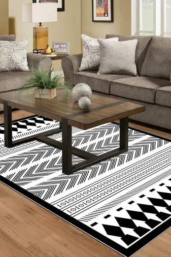 Dekoreko M1273K2-7 Kaymaz Taban Djt Salon Halısı Trend Iskandinav M1273 Siyah