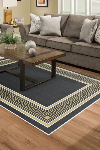 Dekoreko M5140K2-7 Kaymaz Taban Djt Salon Halısı Trend Modern M5140 Siyah