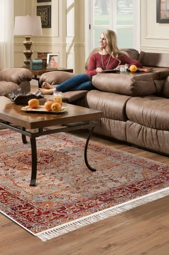Dekoreko P1356-Trend-1 Eko Trend Djt Halı Yıkanabilir Kaymaz Taban P1356 Vintage Kırmızı