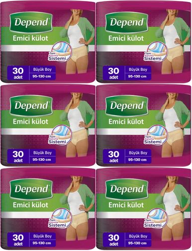 Depend Emici Külot Yetişkin Bezi Large - Büyük Kadın 180 Adet (6PK*30)