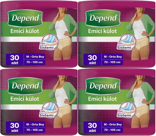 Depend Emici Külot Yetişkin Bezi Medium - Orta Kadın 120 Adet (4PK*30)