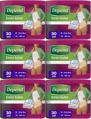 Depend Emici Külot Yetişkin Bezi Medium - Orta Kadın 180 Adet (6PK*30)