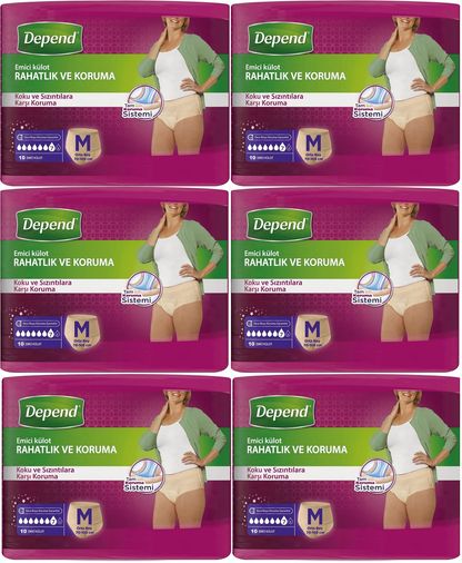Depend Emici Külot Yetişkin Bezi Medium - Orta Kadın 60 Adet (6PK*10)