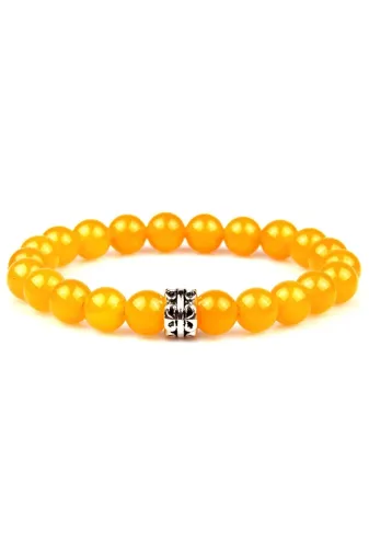 DEPPOSITE VIP-BJBL1241-3303A3538 Sarı Akik Doğal Taş Bileklik 8 Mm Küre Kesim