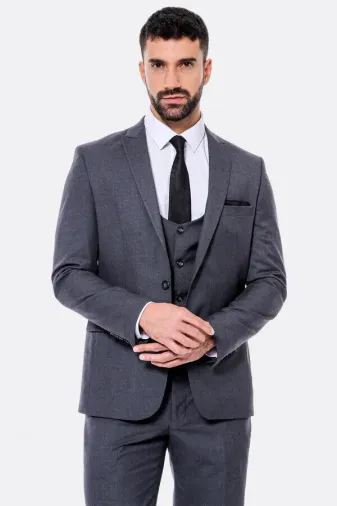Desensiz Slim Fit Antrasit Erkek Takım Elbise - Wessi