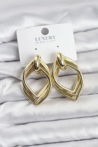 DGY STORE EmrBXebBKP11626 Vintage Gold Renk Pirinç Kadın Küpe