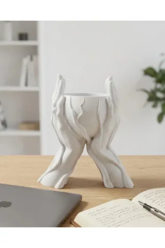 DGY STORE EmrTDUCZZZELVAZO-4 Estetik El Figürlü Dekoratif 3D Baskı Vazo Saksı Ev Dekorasyonu