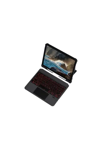 DGY STORE mptelA047-28620 T5206D İpad 10.2 (7.nesil) Kılıf İnter Ledli Klavyeli Tablet Kılıfı - Siyah