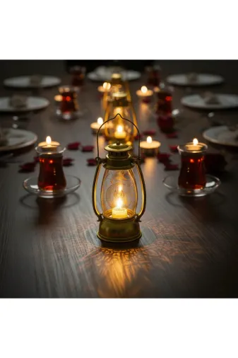 DGY STORE tkl99316 Ramazan Temalı Gold Gaz Lambası Led Işık
