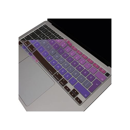Diğer 109683768 Macbook Klavye Koruyucu Ultra İnce Türkçe Q Baskılı Uk-Ters L- Enter Tipi Air M1 13Inç A2337,a2179 İd Uyumlu, Kaymaz Yıkanabilir Pembe Mavi