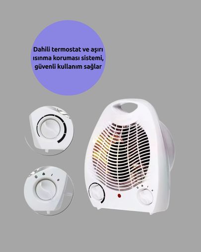 Diğer 111648382 Mini Elektrikli Isıtıcı 2000W Güç, Fanlı Isıtma, 3 Isı Modu