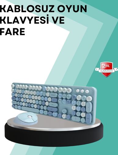 Diğer 114988454 Kablosuz Klavye Ve Mouse Seti Sessiz Tuş, Retro Tasarım