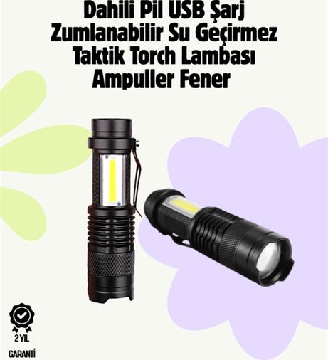 Diğer 116858412 2000 Lümen Led El Feneri - Suya Dayanıklı, Odaklı, Klipsli