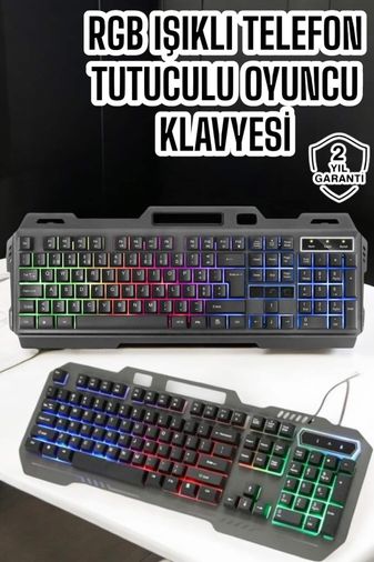 Diğer 117477937 Q Klavye Rgb Işıklı Klavye Ve Mouse Seti Kablolu Mouse Hediyeliş