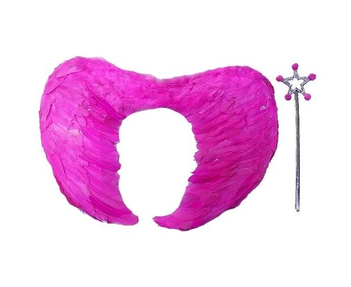 Diğer 119853113 Mey İthalat Gerçek Tüylü Katlanabilir Çocuk Pembe Melek Kanadı Ve Asa Seti 40X55 Cm