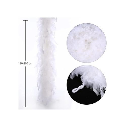Diğer 119853536 Mey İthalat Beyaz Renk Kabarık Kalın Otriş Boa Tüy 6 Cm Genişlik 180-200 Cm Uzunluk