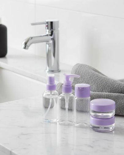 Diğer 120629913 Mey İthalat 5 Parça Seyahat Banyo Seti 30 Ml Şeffaf Taşınabilir Şişe Seti