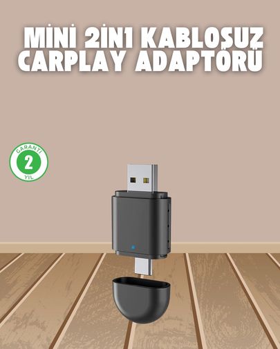 Diğer 122105209 Mey İthalat Kablosuz Carplay Adaptörü Usb-A & Type-C Uyumlu Hızlı Bağlantı Cihazı