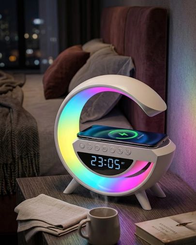 Diğer 122121075 Rgb Işıklı Kablosuz Şarjlı Bluetooth Hoparlör Saat Ve Alarm Özellikli