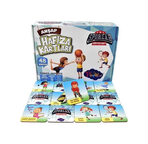 Diğer 124935458 Mey İthalat Eğitici Ahşap Hafıza Kartları Sporlar