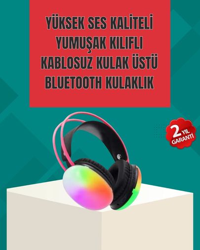 Diğer 125023406 Mey İthalat Type-C Şarjlı Rgb Işıklı Bluetooth Kulaklığı Çok Renkli
