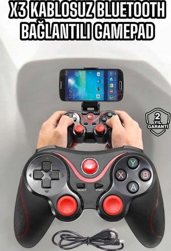 Diğer 125036848 Mey İthalat Game Stick Android Uyumlu Gamepad X3 Standlı Oyun Kolu Bluetooth Bağlantılı