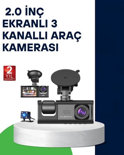 Diğer 125048698 Mey İthalat Üç Kameralı Araç Kamerası Full Hd Gece Görüş G-Sensör
