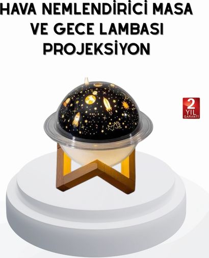Diğer 125052520 Mey İthalat Usb Mini Hava Nemlendirici Ve Projeksiyon Lamba Taşınabilir, Sessiz, Dekoratif Aromaterapi Cihazı Çok Renkli