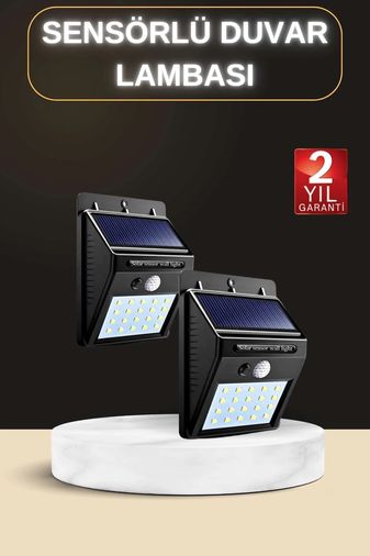 Diğer 125059702 Mey İthalat Bahçe Aydınlatma Sensörlü Güneş Enerjili Duvar Lambası 40 Led Işık