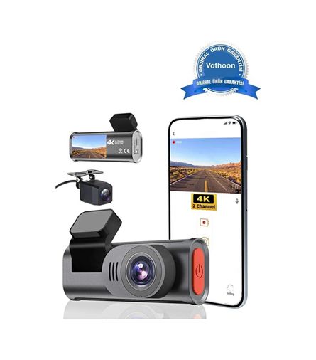 Diğer 125387172 4K Wifi Çift Kameralı Araç Kamerası Gece Görüşlü G-Sensörlü Dash Cam 170 Derece 23443803