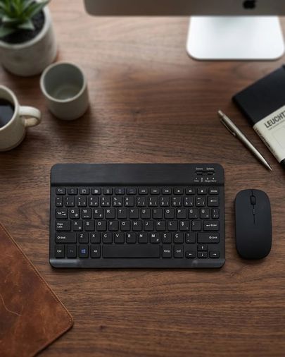 Diğer 125890703 Mey İthalat Wireless Klavye Mouse Seti Bluetooth Bağlantılı İnce Tasarım Sessiz Kullanım