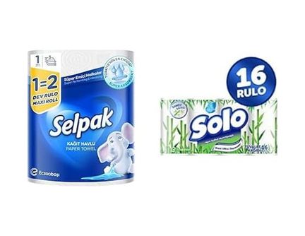 Diğer 126591592 Selpak Kağıt Havlu Dev Rulo 1 2 Ve Solo Tuvalet Kağıdı Bambu Katkılı 16'lı