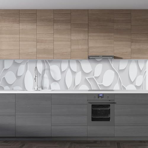 Diğer 126592073 Mutfak Tezgah Arası Folyo Kaplama Folyosu Beyaz Yapraklar 60X100 Cm