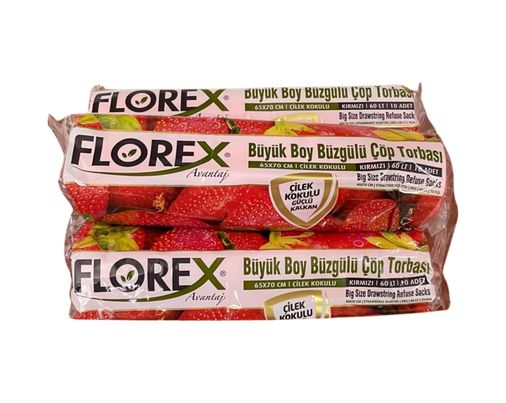 Diğer 126592267 Büzgülü Çilek Kokulu Büyük Boy Çöp Poşeti 65 X 70 Cm 5'li Paket