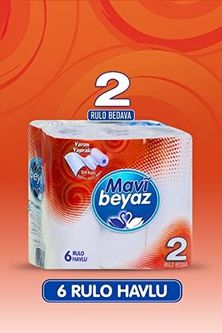 Diğer 126592553 Mavi Beyaz Çift Kat Havlu, 6'lı