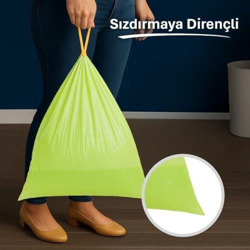 Diğer 126592729 Yasemin Kokulu Büyük Boy Büzgülü Çöp Poşeti 10'lu 65X67 Cm, Kolay Bağlanır Kokulu Büzgülü Büyük Boy Çöp Torbası, Sızdırmaz, Yırtılmaz, Geri Dönüştürülebilir Atık Torbası, Güçlü Çöp Poşeti