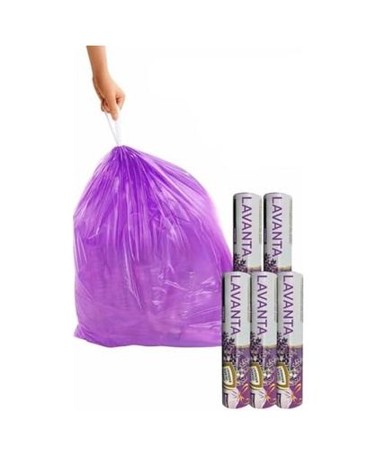 Diğer 126592758 Büyük Boy 65X70 Kokulu Büzgülü Çöp Poşeti 5 Paket 50 Adet Çöp Torbası 60 Litre Çöp Torbası Lavanta