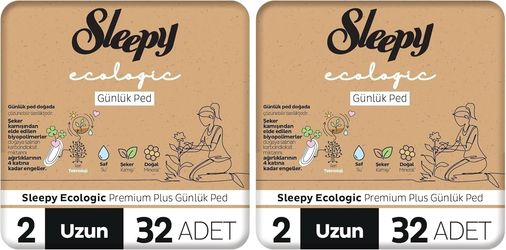 Diğer 126592957 Ecologic Premium Plus Günlük Ped Uzun 32 Adet Ped 2 Paketi