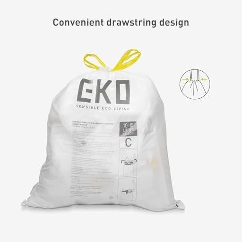 Diğer 126592975 Eko Kolay Dağıtım Rulosu 80 Adet Ekstra Güçlü İpli Küçük Çöp Torbası, 4 Galon Çöp Torbası 10-15L 1 Paket Beyaz, Kod C