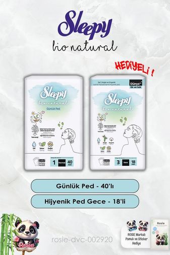 Diğer 126593415 Hijyenik Ped Gece 18'li Ve Günlük Normal 40'lı Bio Natural Ve Rosie