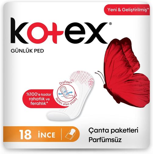 Diğer 126593546 Kotex İnce Günlük Ped Parfümsüz 18'li 1 Paket