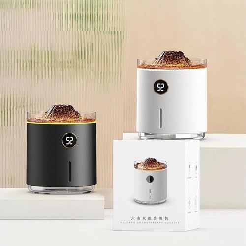 Diğer 126601692 Volkanik Efektli Şarjlı Hava Nemlendirici Yatak Odası Oturma Odası İçin Akıllı Aromaterapi Mist Difüzör, Simüle Alev Şekli, Görsel Büyü 1.0 Ahşap Yeşil